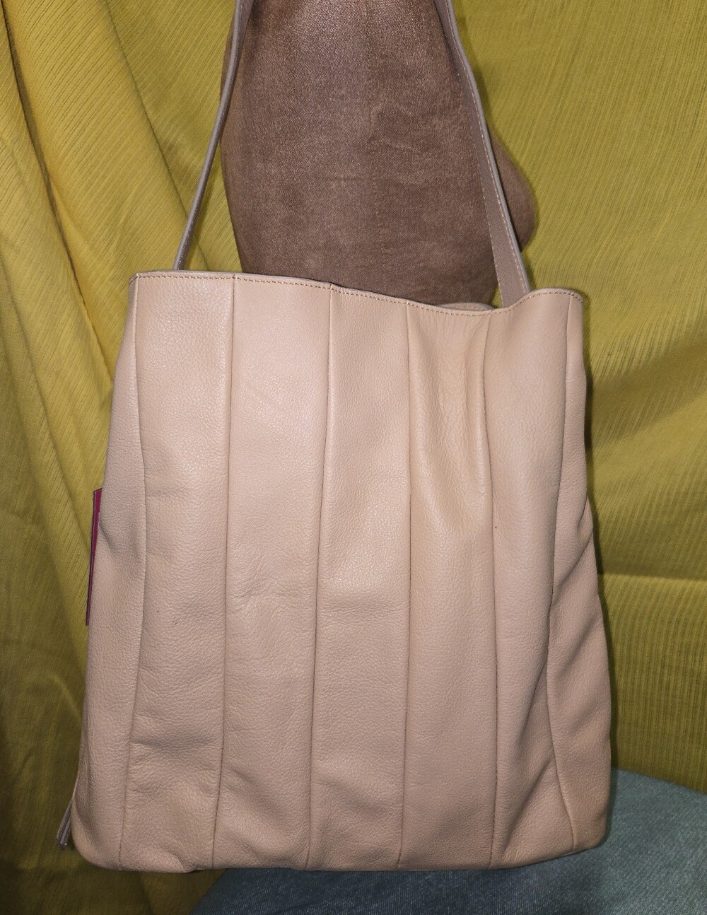Vince Camuto Pebble-Grain Leather Tote in Taupe.  NWT